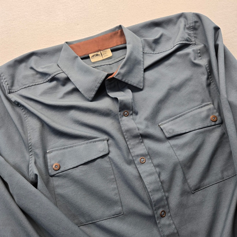 GoLite‎ Mens XL Gray Long Sleeve Snap Hiking Travel Shirt Polyester performance